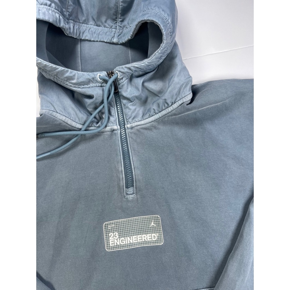 Jordan 23 Engineered Hoodie Mens Large Blue Quarter Zip Washed Fleece Pullover